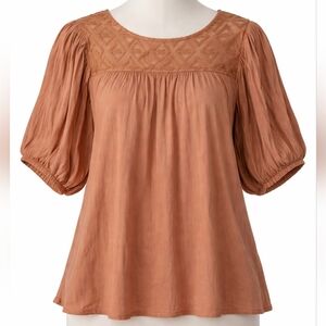 Studio West Embroidered Lace Boho Top NWT